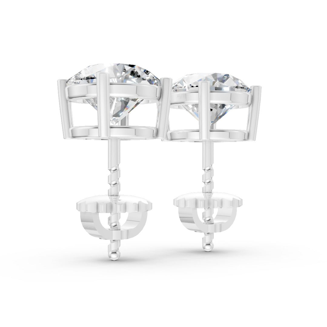 TCW 1.00 Round Cut Diamond Stud Earring In Silver