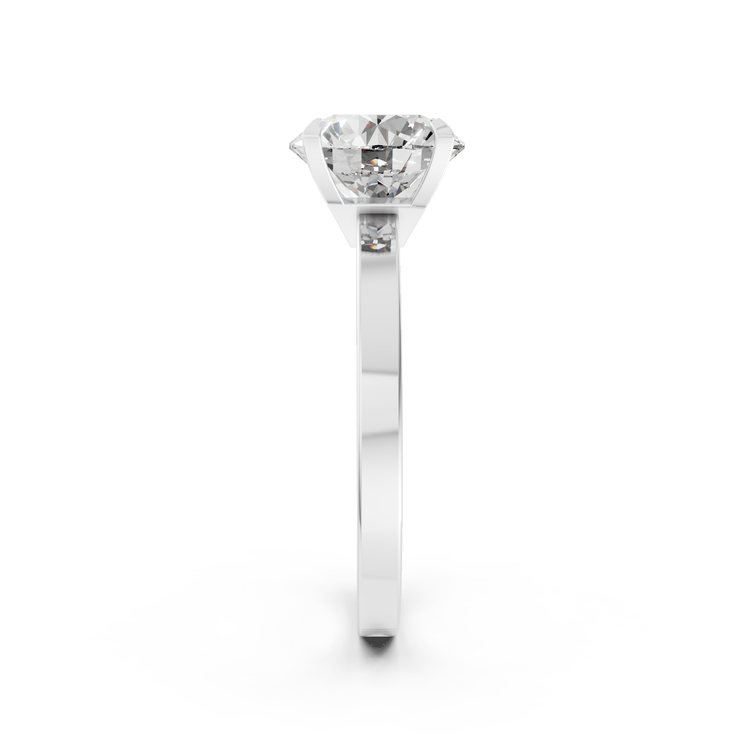 Round Cut V-Cathedral Shank Ring