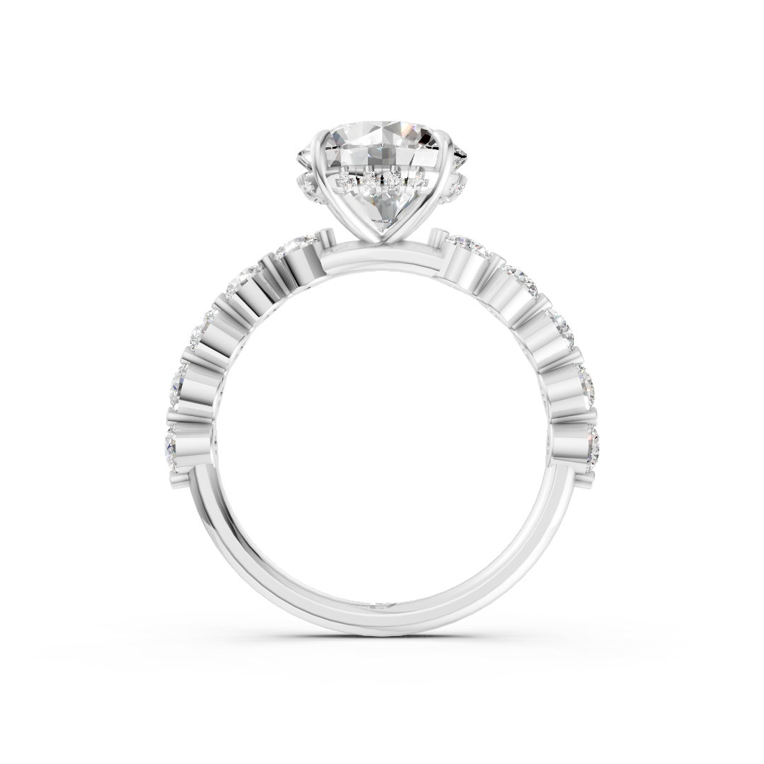 Round Diamond Shared Prong Engagement Ring