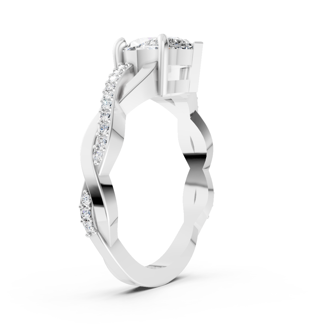 Pear Cut Diamond Pave Set Criss-Cross Ring