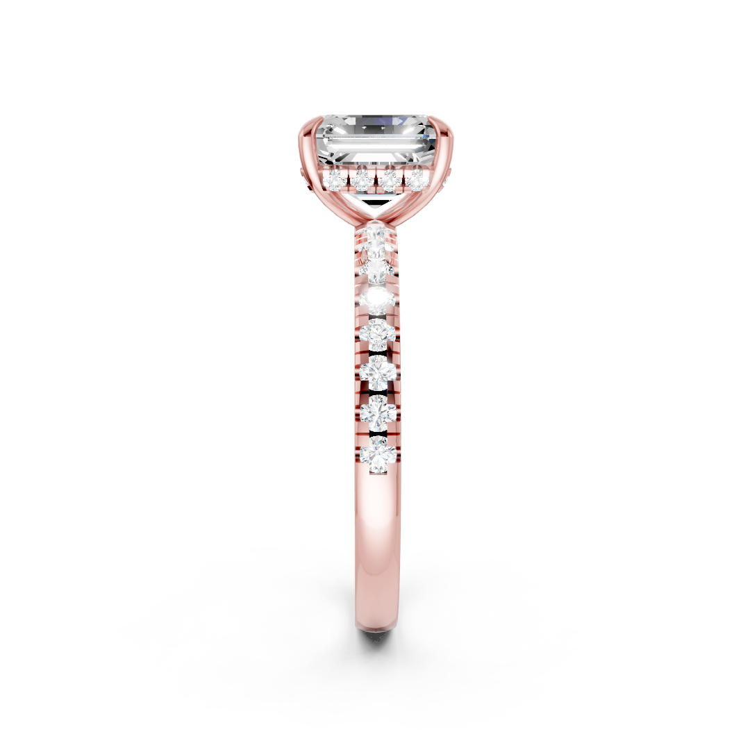 Asscher Cut Hidden Halo Pave Set Ring