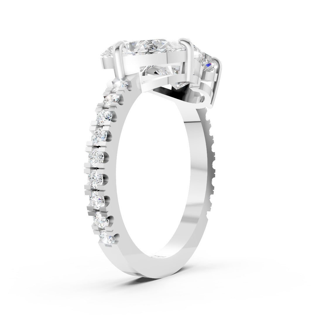 You And Me Heart And Pear Diamond Ring
