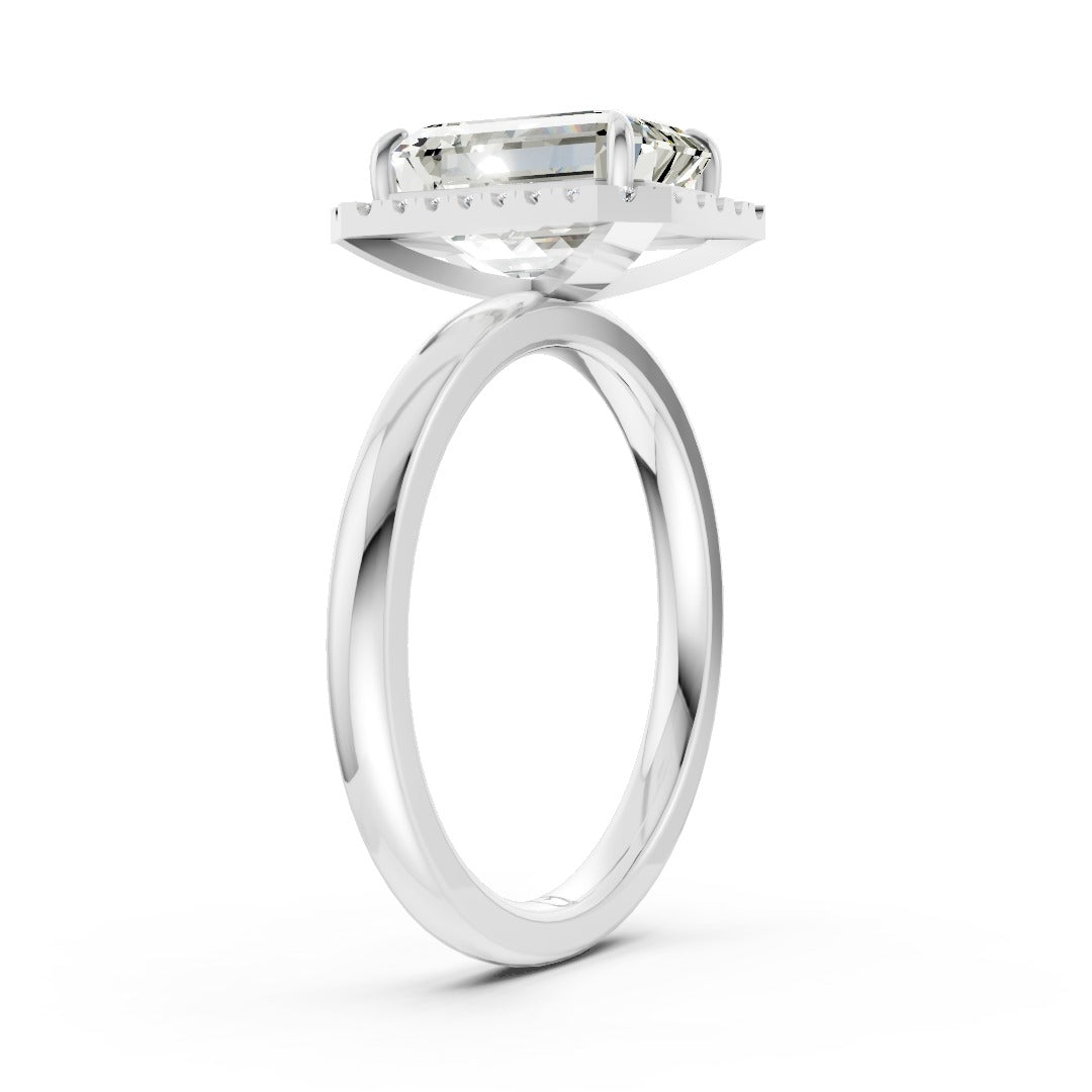 Emerald Cut Lab Created Diamond Halo Anniversary Ring