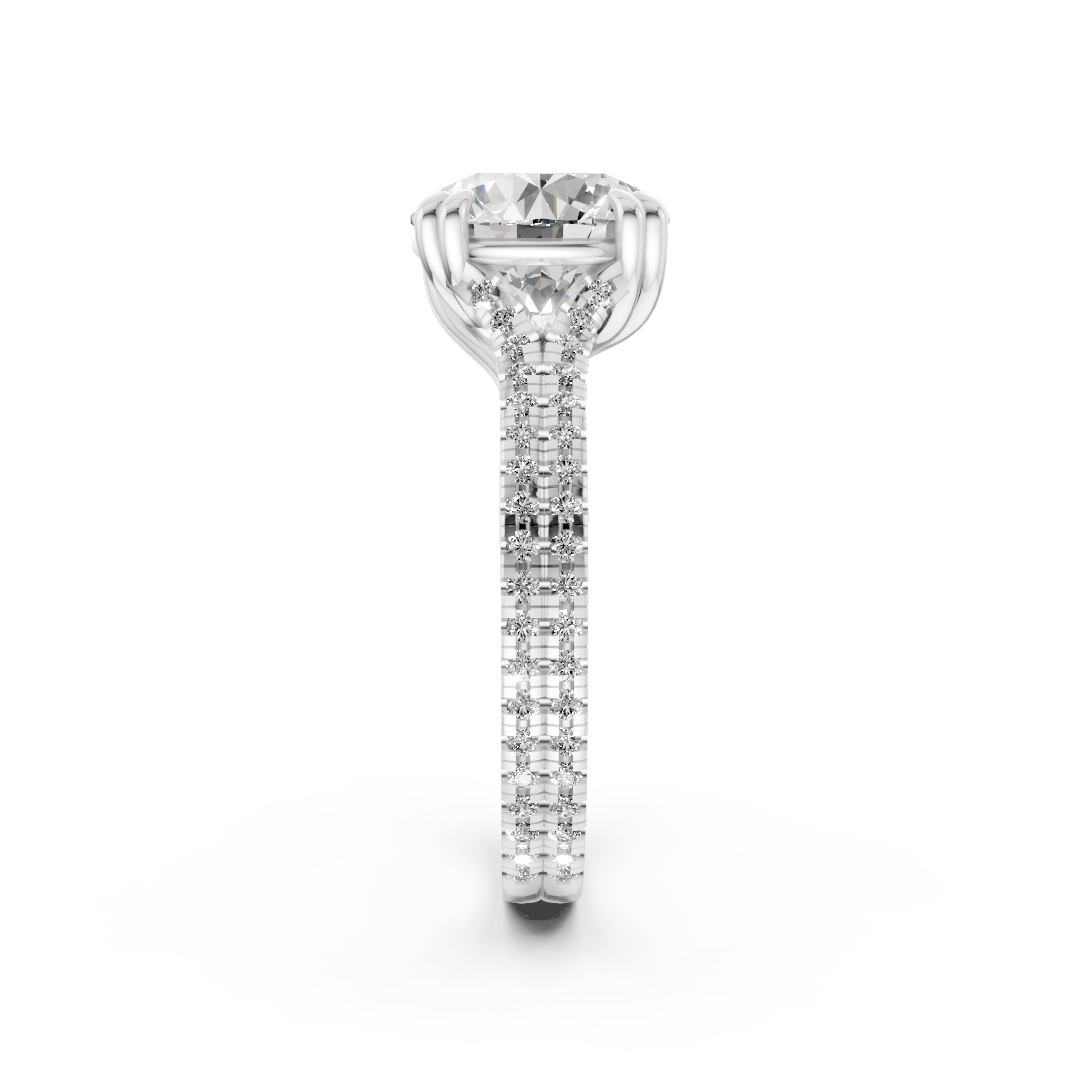 Round Diamond Double Band Engagement Ring