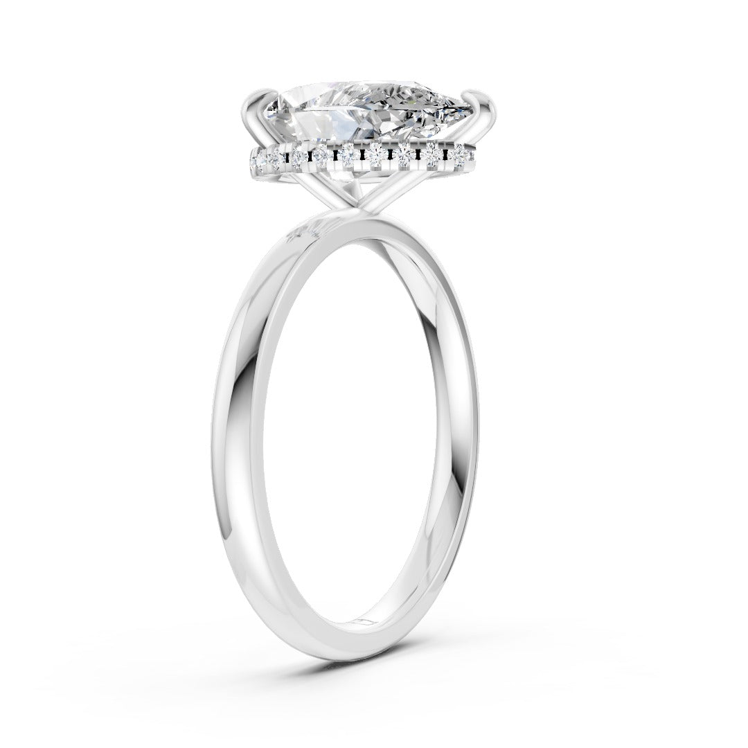 Hidden Halo Pear Cut Diamond Engagement Ring