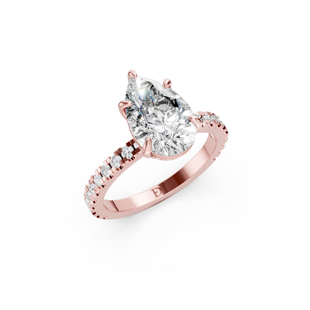 Pear Diamond With Under-Halo Settings Ring
