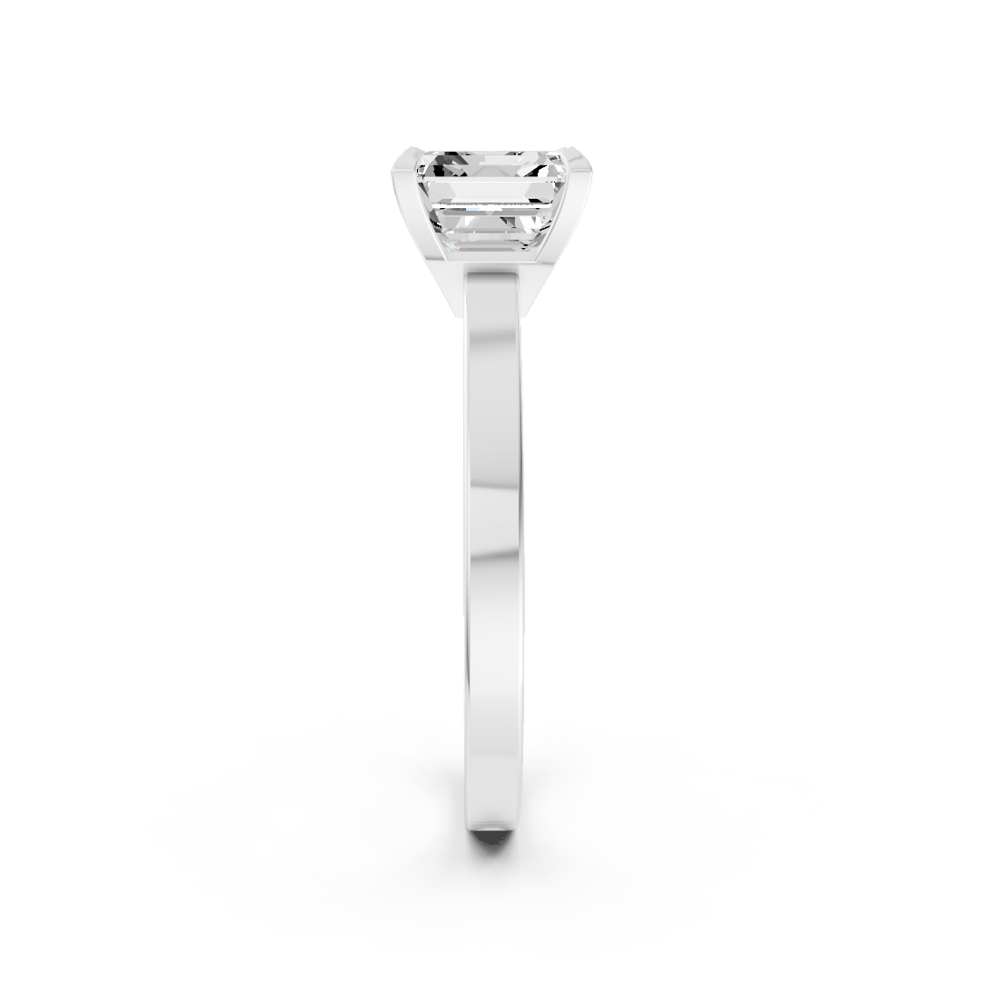 Asscher Cut V-Cathedral Shank Ring