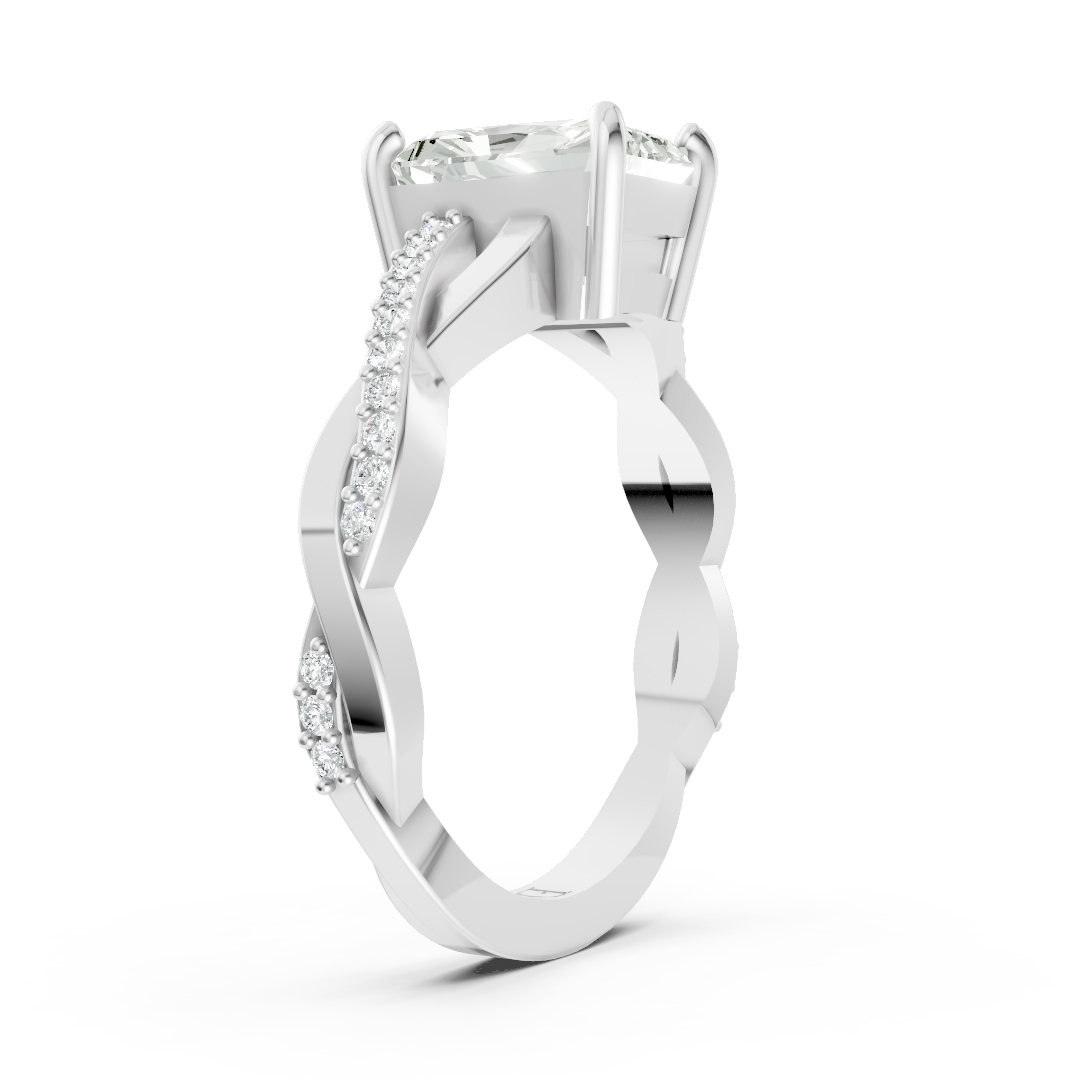 Radiant Cut Diamond Pave Set Criss-Cross Ring