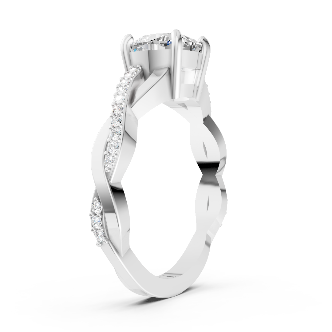 Cushion Cut Diamond Pave Set Criss-Cross Ring