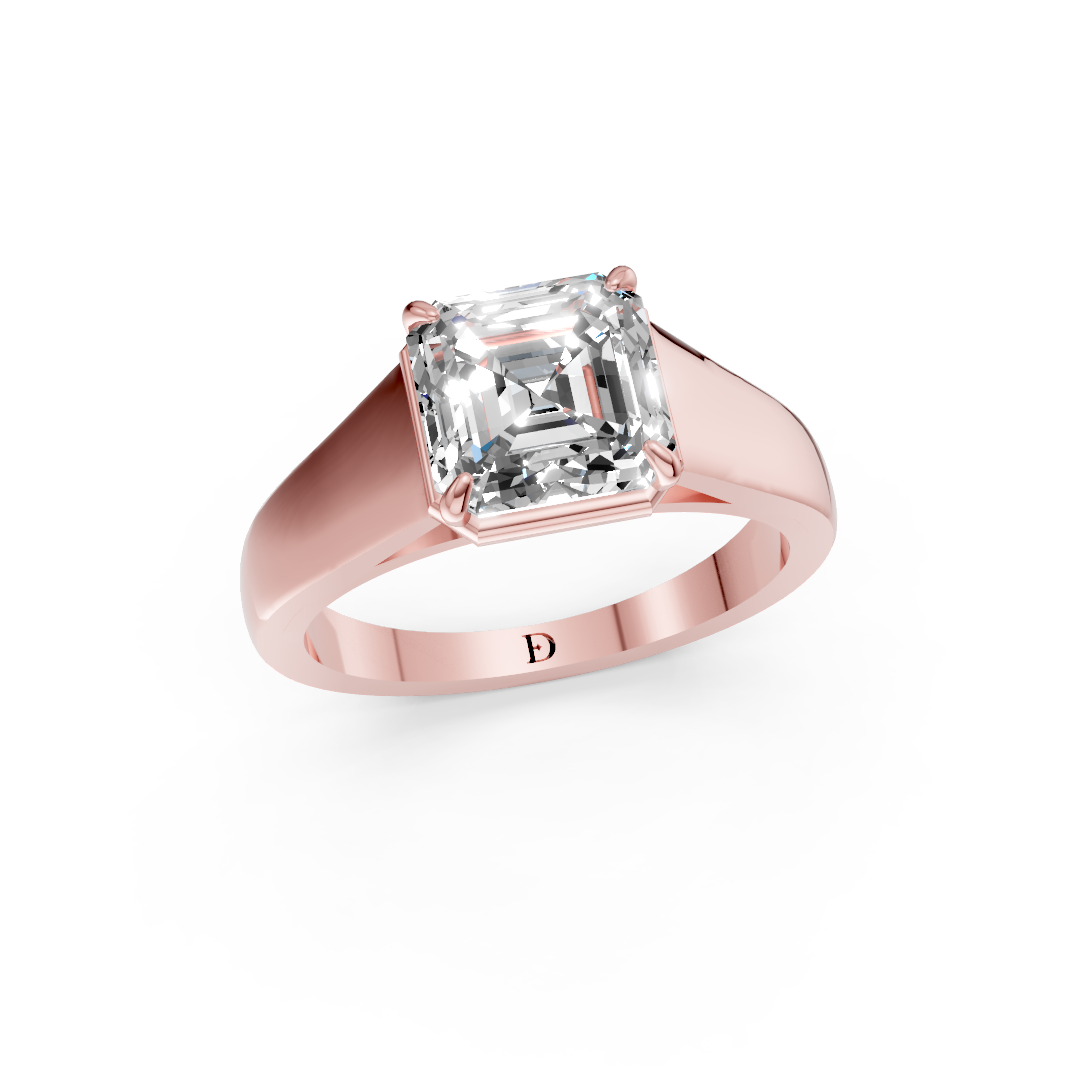 Asscher Diamond Tapered Band Ring