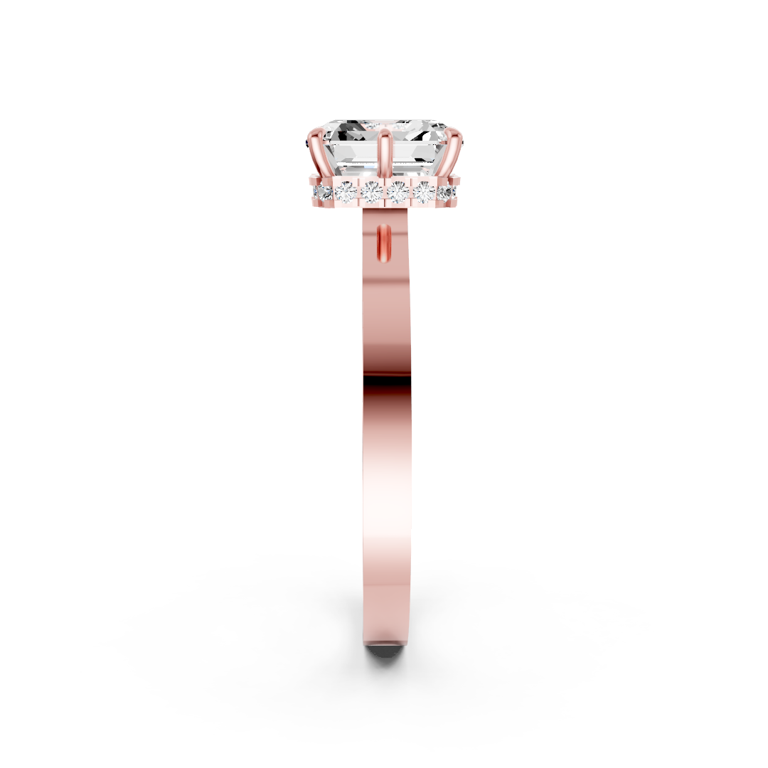 Asscher Solitaire Diamond Hidden Halo Ring