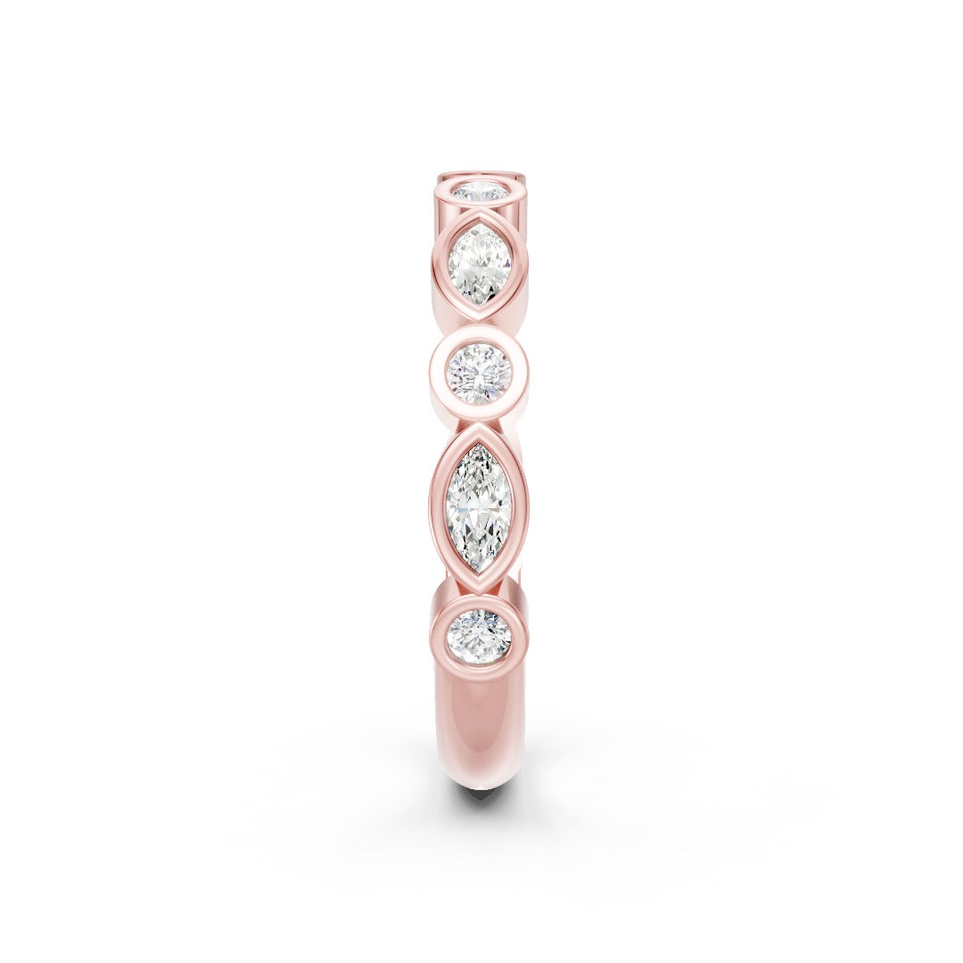 Marquise and Round Diamond Stackable Wedding Band