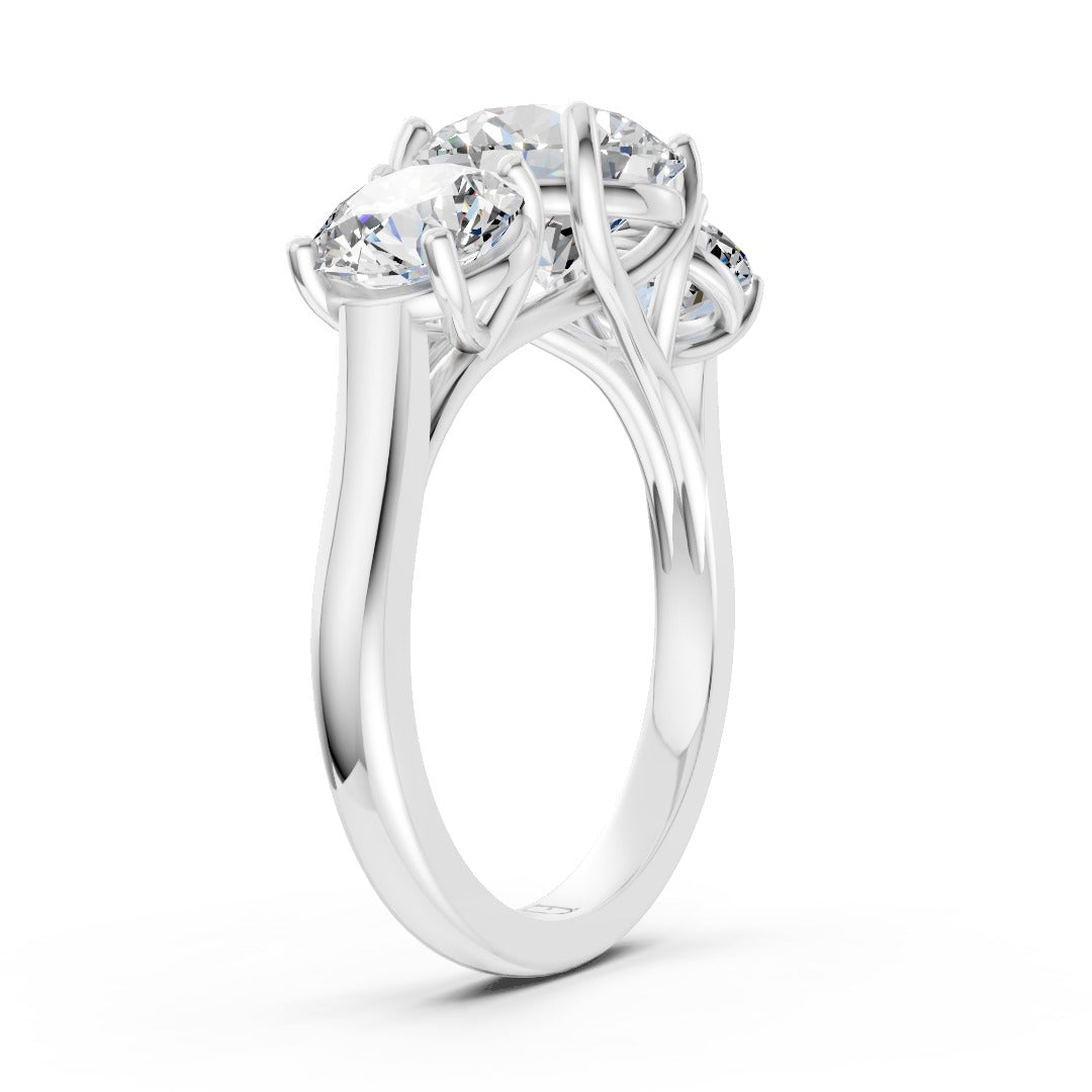 Past Present Future Trilogy Round Cut Anniversary Ring