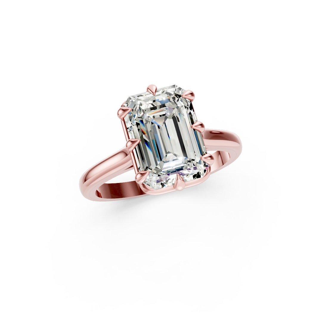 8-Prong Emerald Cut Diamond Solitaire Ring