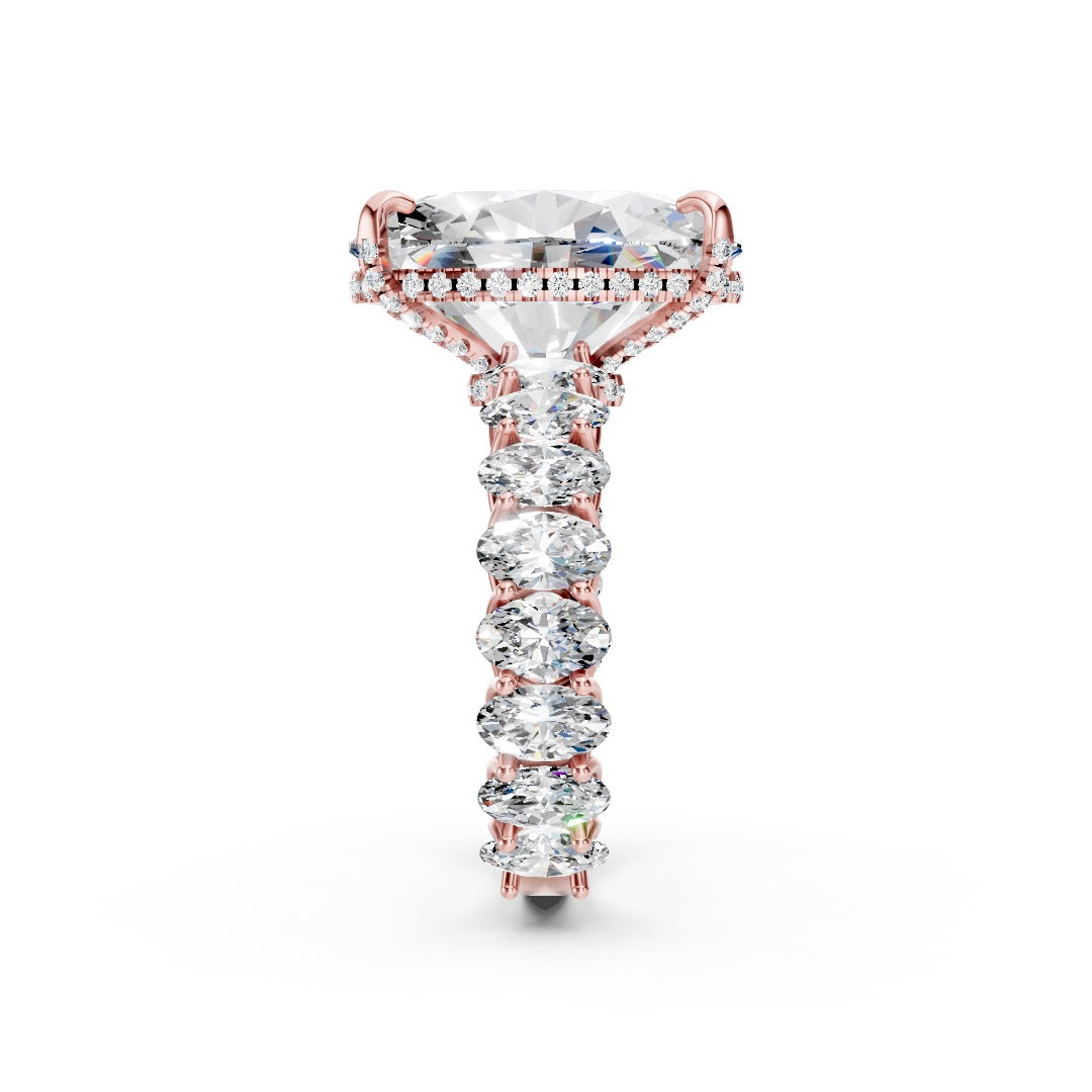 Oval Lab Grown Diamond Engagement Ring with Hidden Halo
