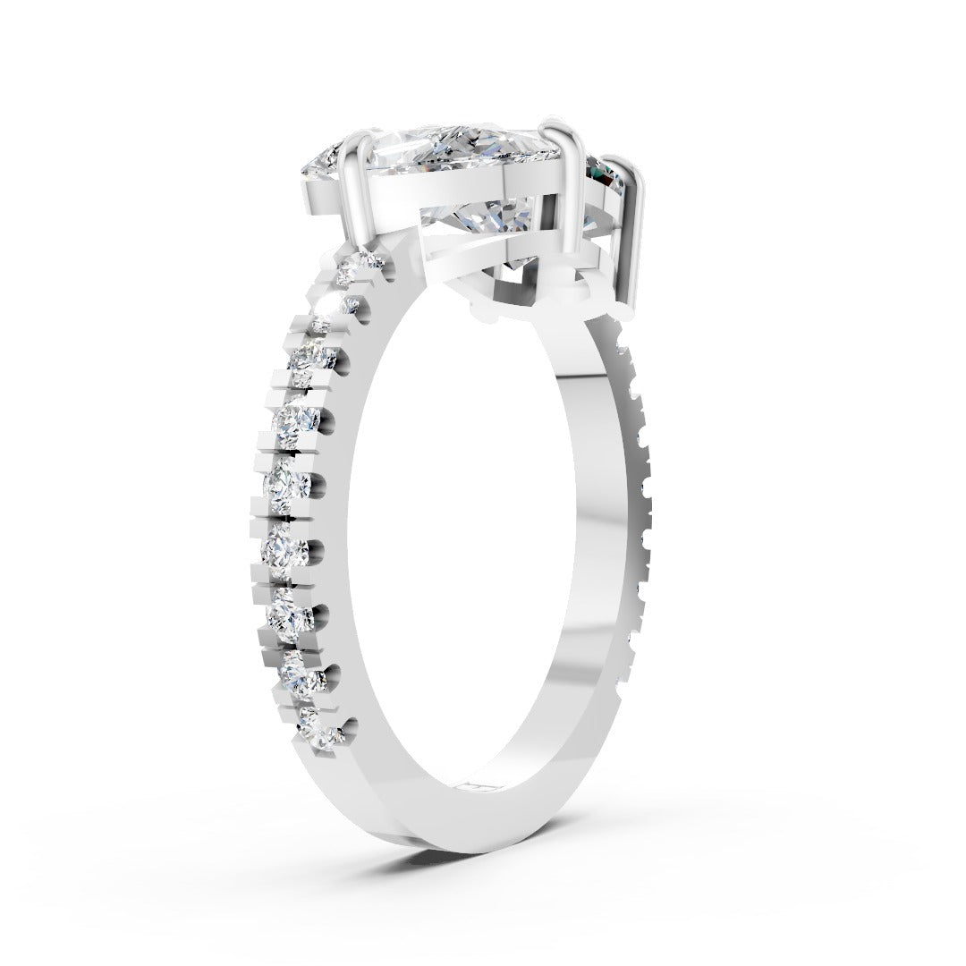 You And Me Cushion and Pear Diamond Ring