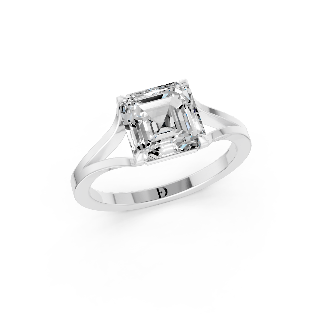 Asscher Cut Minimalist Split Shank Ring