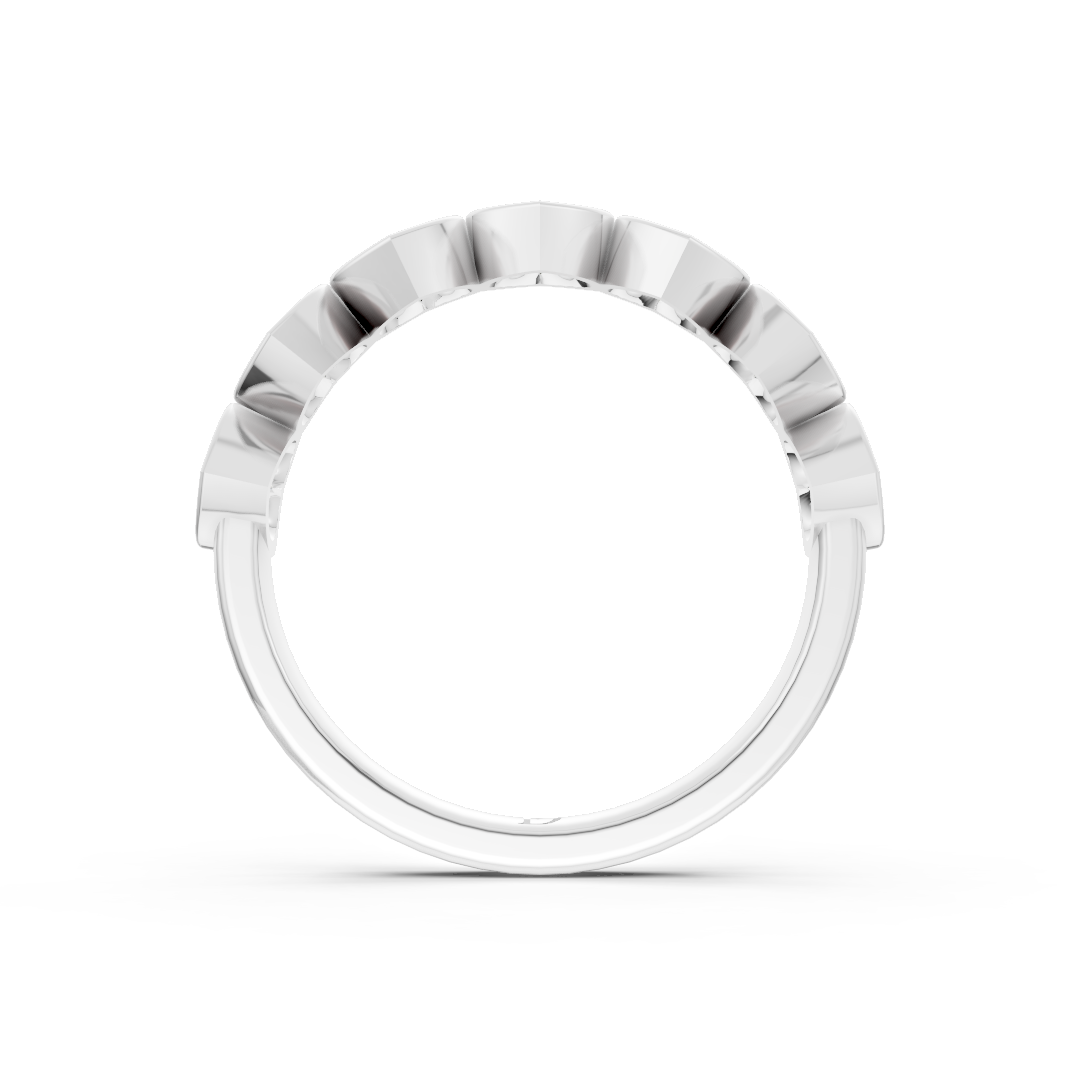 Bezel Set Heart Diamond Half Eternity Band