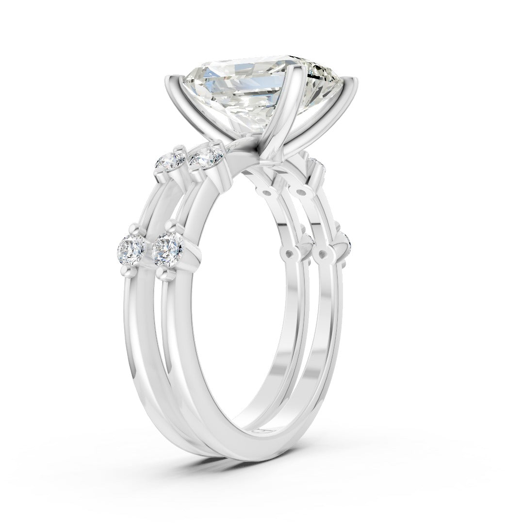 Radiant Cut Lab Diamond Bridal Ring Set