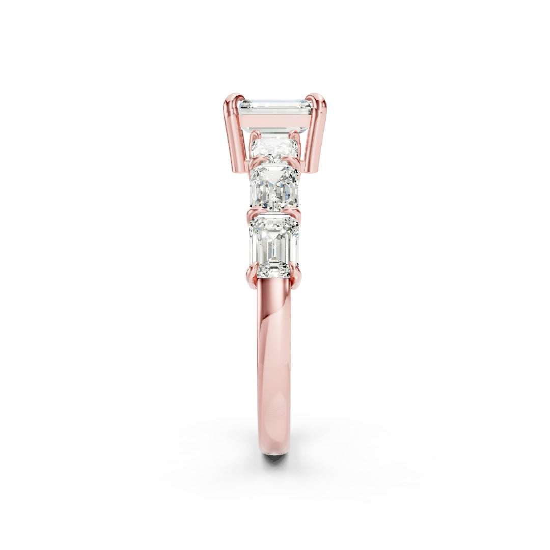 Seven-Stone Emerald Cut Diamond Engagement Ring