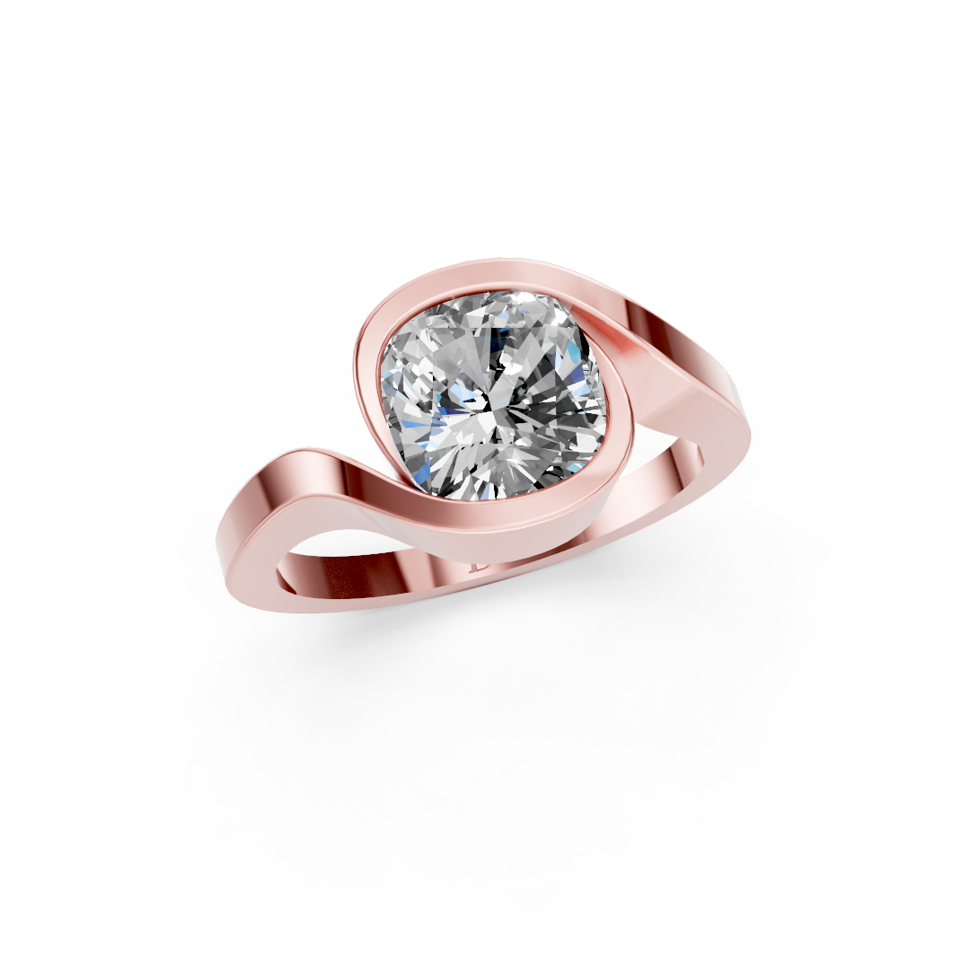 Cushion Cut Diamond Bypass Bezel Engagement Ring