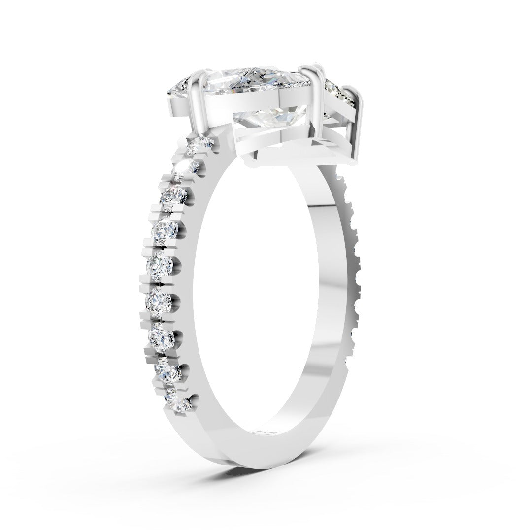 You And Me Radiant And Pear Diamond Ring