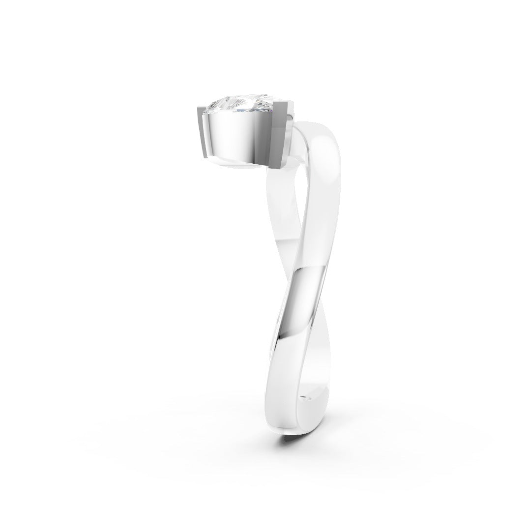 East-West Pear Cut Lab Grown Diamond Bypass Ring with Pave Twist ring