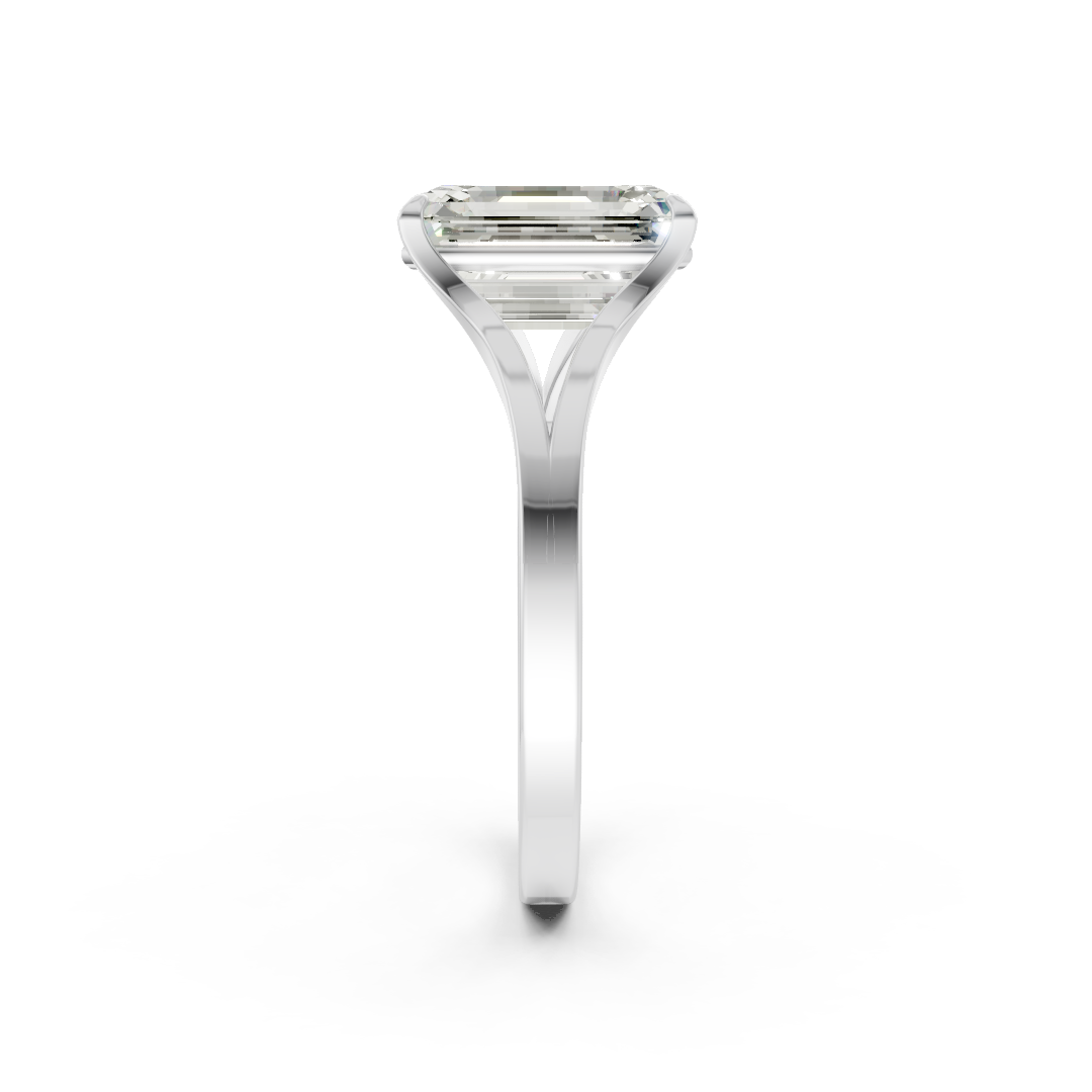 Emerald Cut Minimalist Split Shank Ring