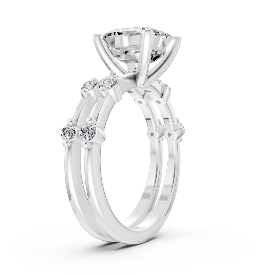 Asscher Cut Lab Diamond Bridal Ring Set