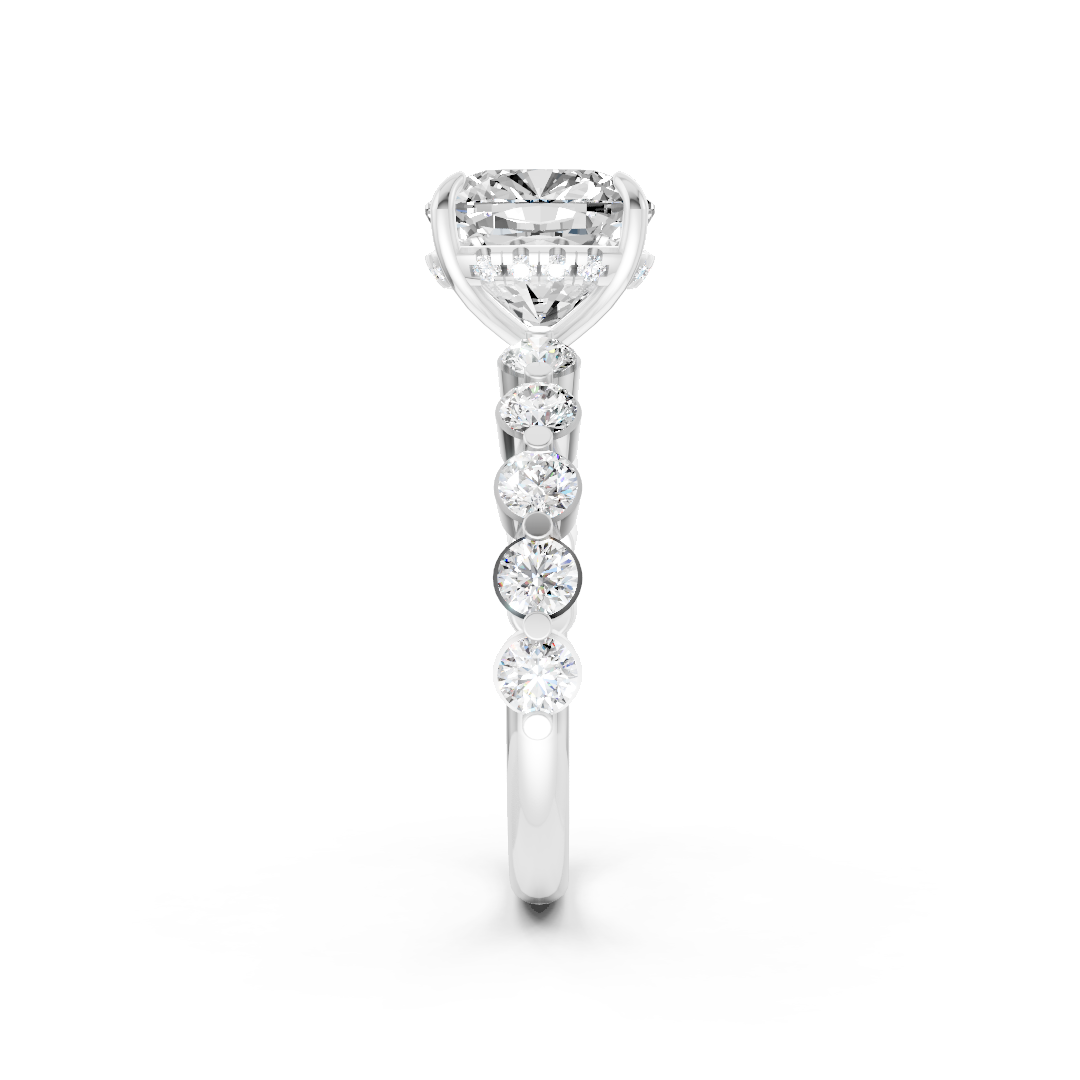 Cushion Diamond Shared Prong Engagement Ring