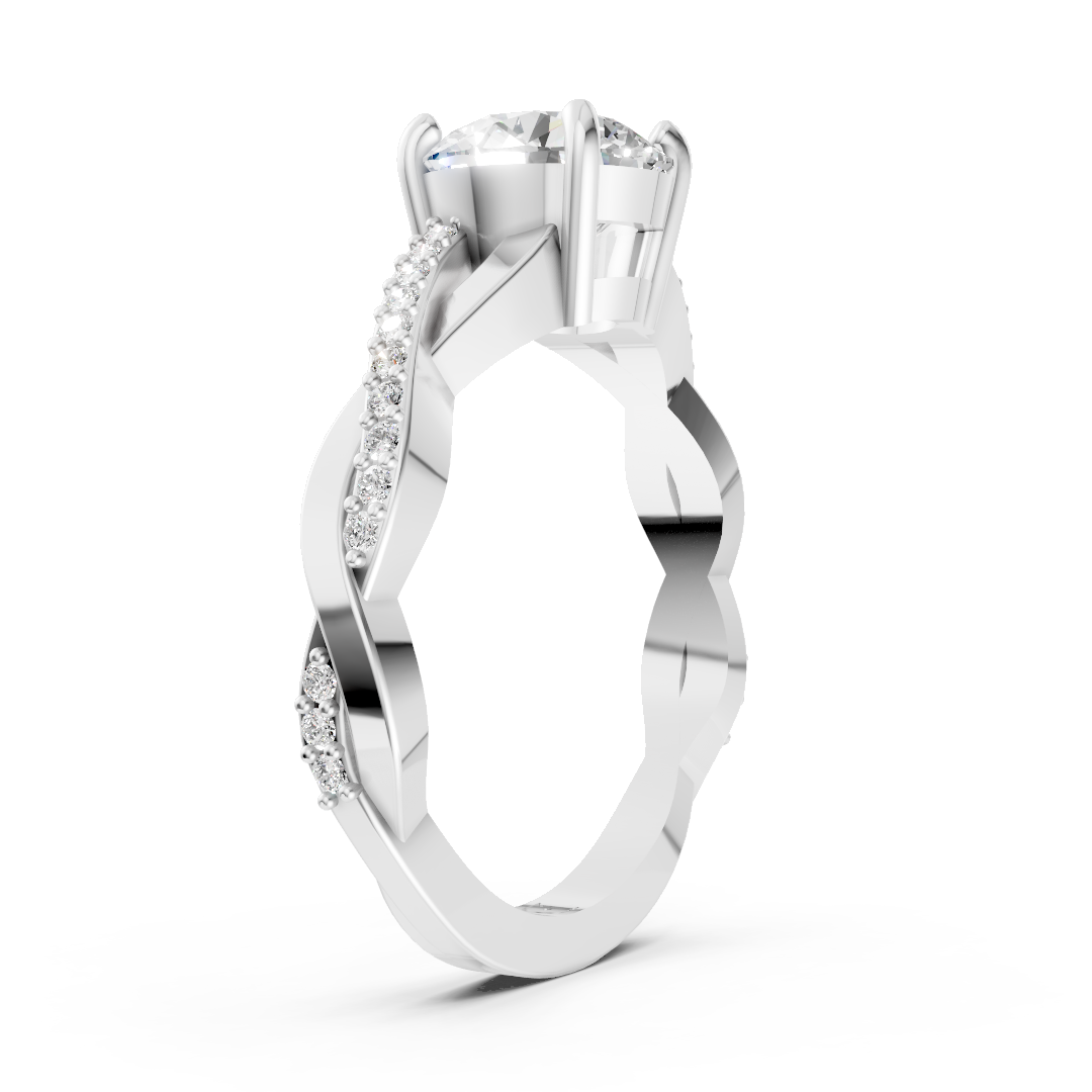 Round Cut Diamond Pave Set Criss-Cross Ring