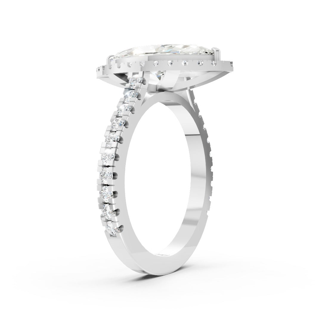Marquise Cut Diamond Floating Halo with Pavé Ring