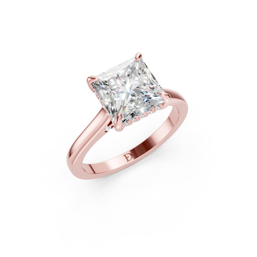 Princess Diamond Solitaire With Under-Halo & Bridge Accents