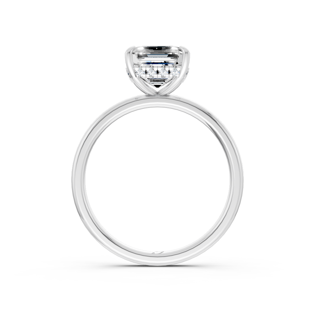 Asscher Diamond Hidden Halo Ring