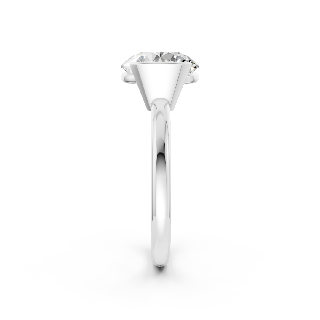 Round Cut Half Bezel Set Ring