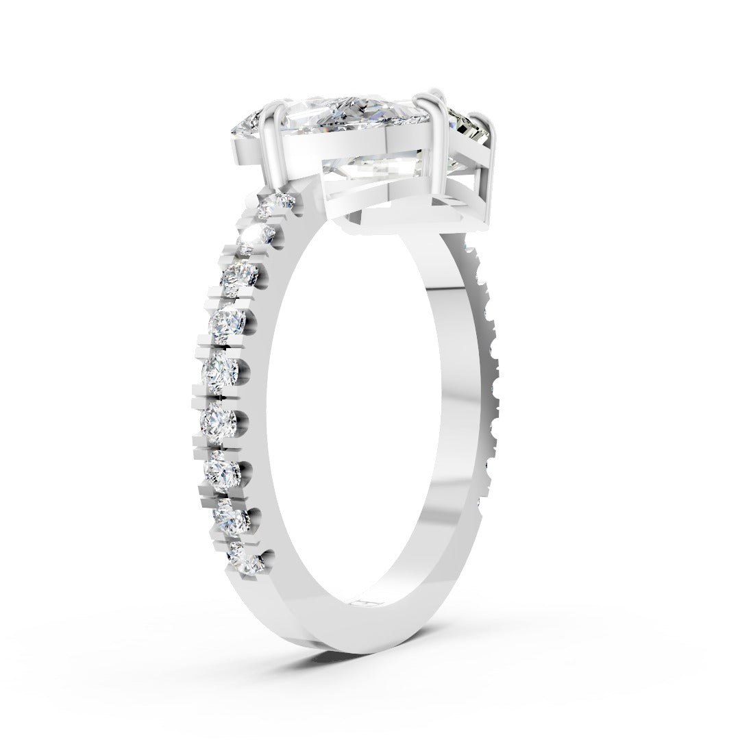 You And Me Emerald And Pear Diamond Ring