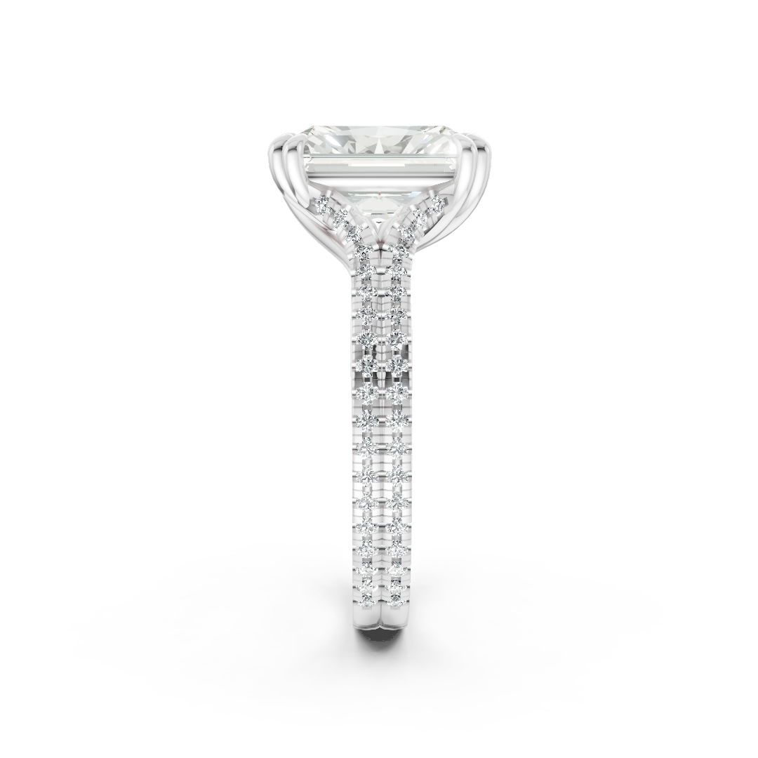Radiant Diamond Double Band Engagement Ring