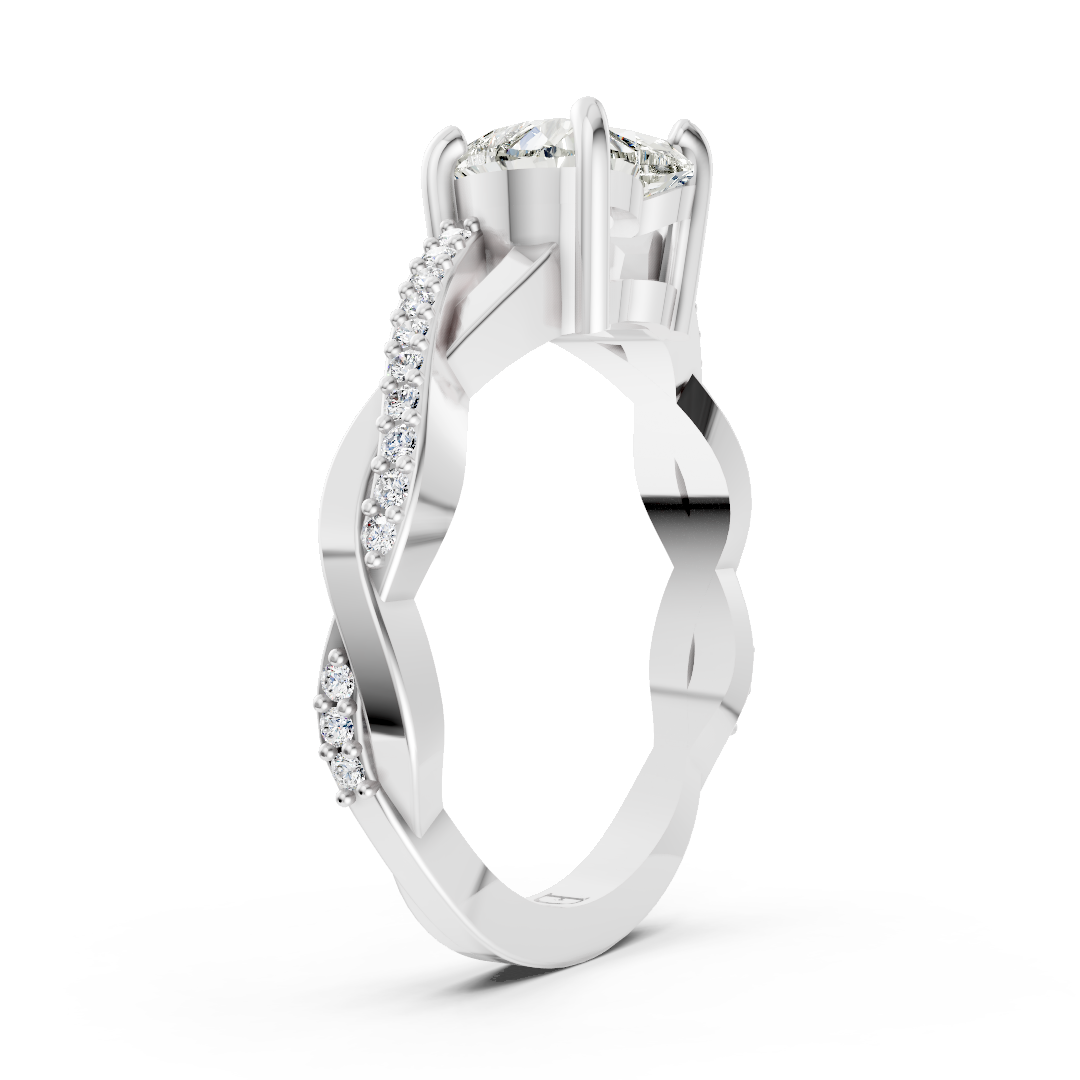 Heart Cut Diamond Pave Set Criss-Cross Ring