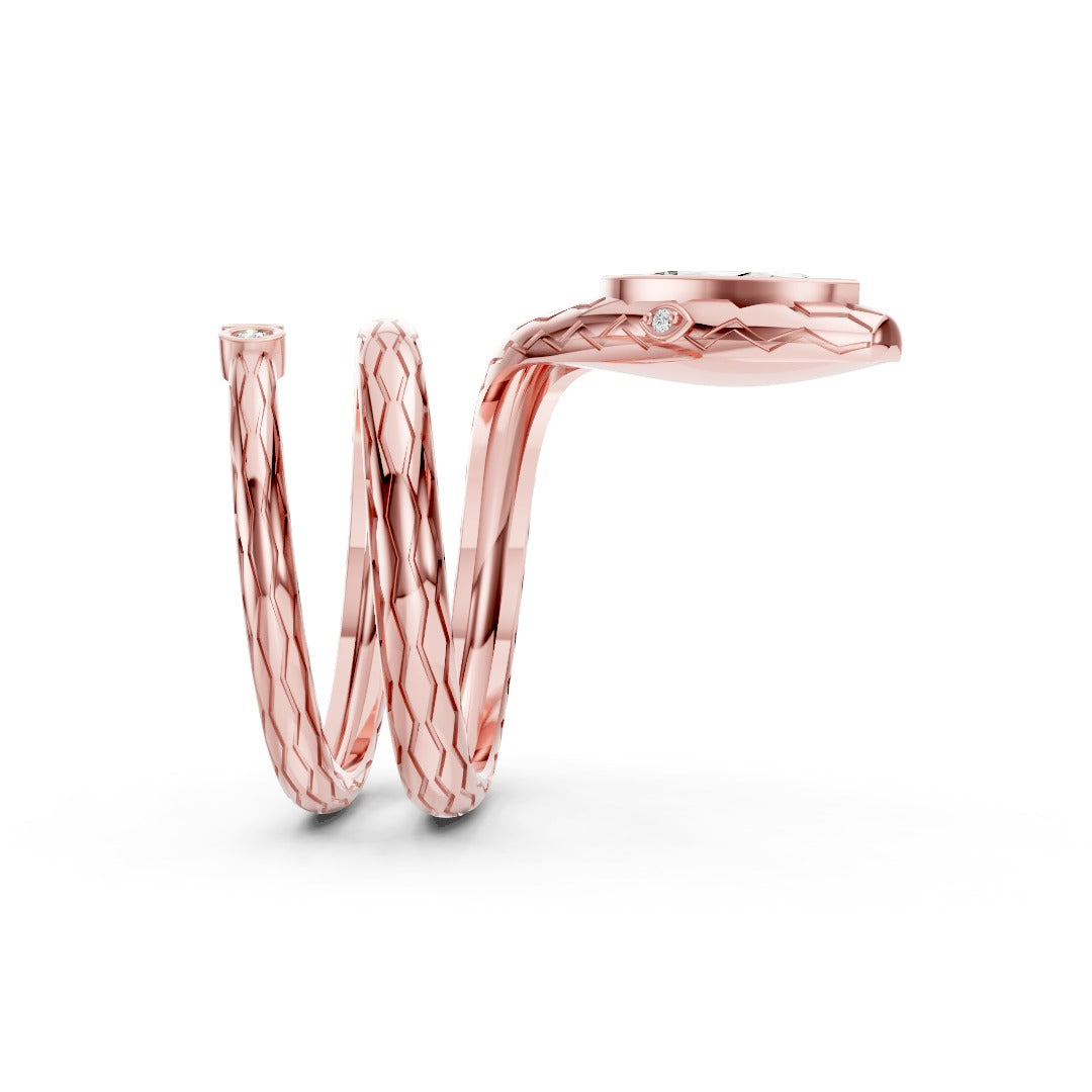 Marquise And Round Diamond Snake Wrap Adjustable Ring