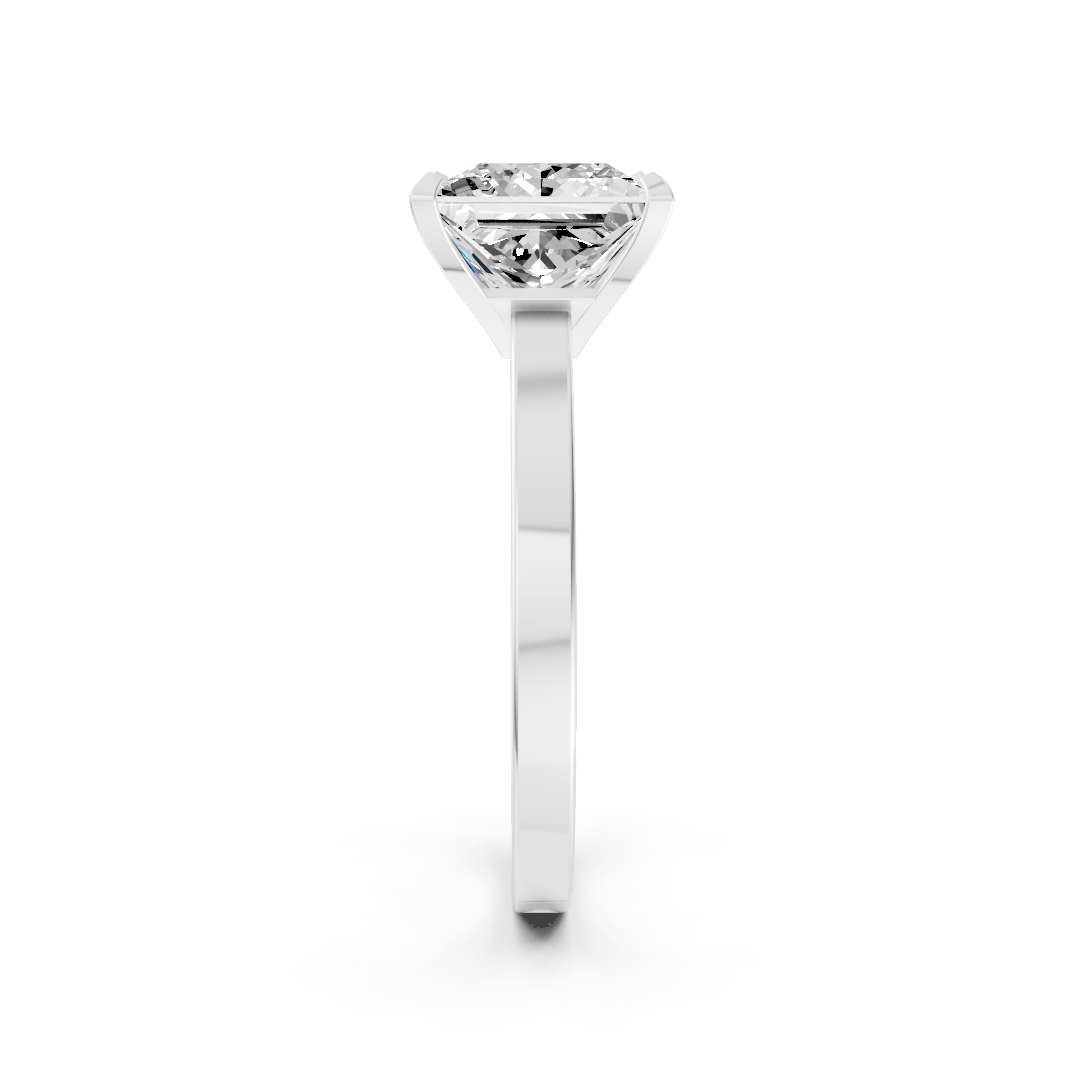 Princess Cut V-Cathedral Shank Ring