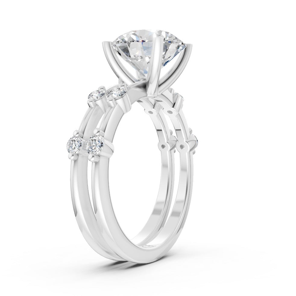 Round Cut Lab Diamond Bridal Ring Set