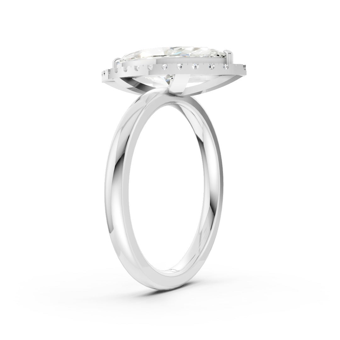 Marquise Cut Lab Created Diamond Halo Anniversary Ring