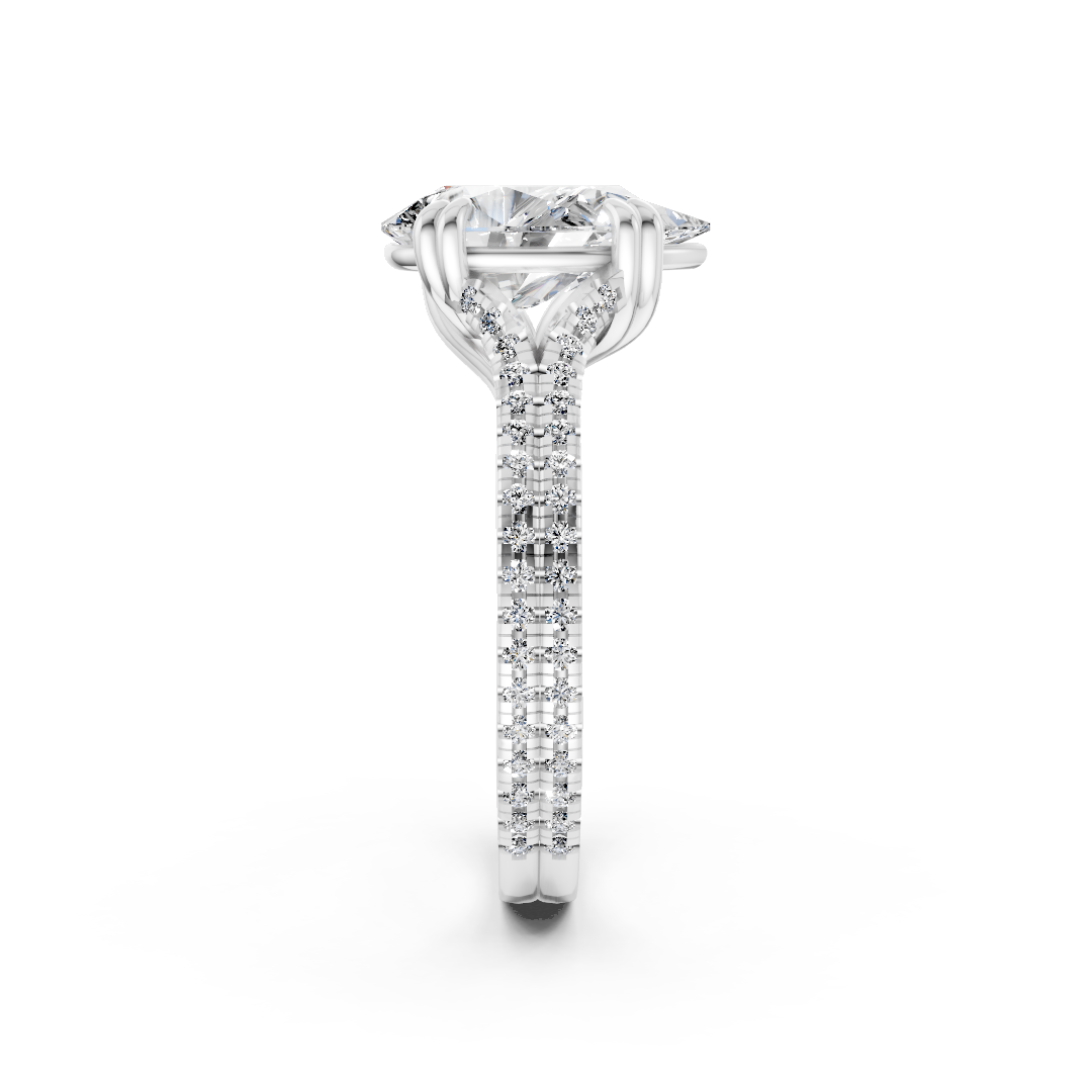 Pear Diamond Double Band Engagement Ring