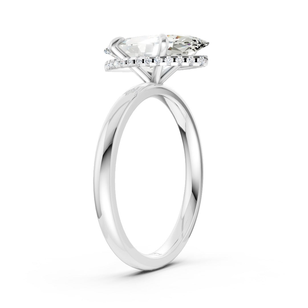 Hidden Halo Marquise Cut Diamond Engagement Ring