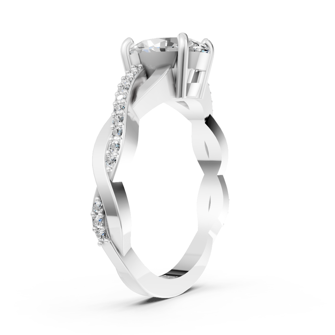 Oval Cut Diamond Pave Set Criss-Cross Ring