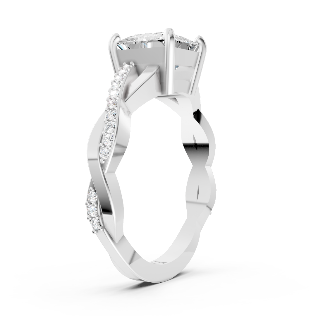 Princess Cut Diamond Pave Set Criss-Cross Ring