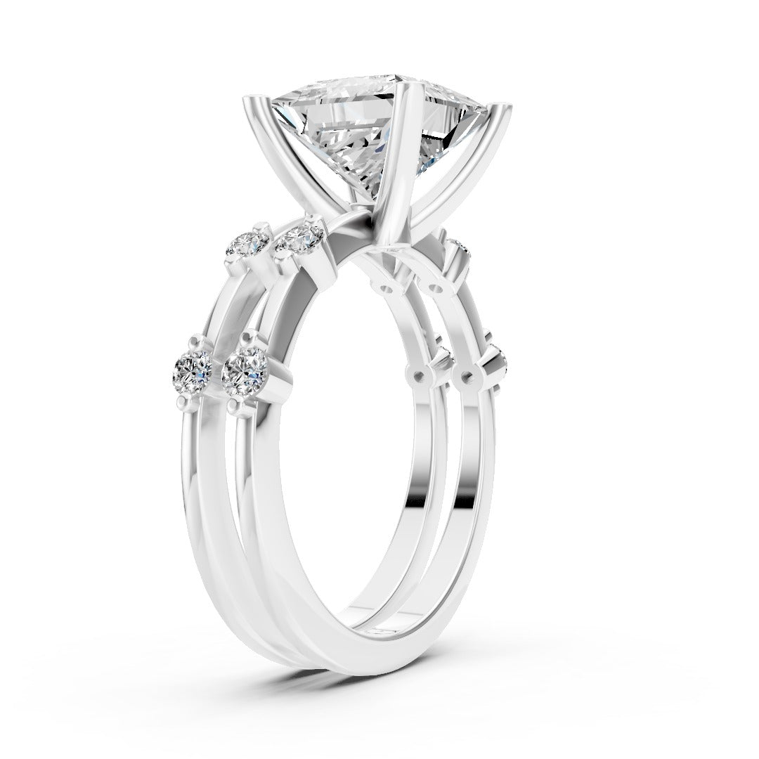 Princess Cut Lab Diamond Bridal Ring Set