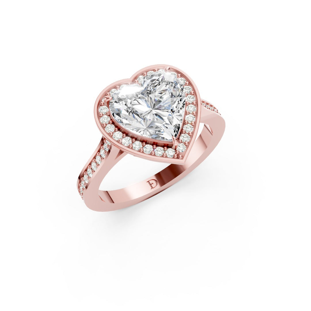 Heart Cut Lab Grown Diamond Halo Engagement Ring