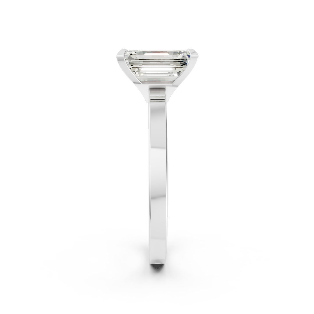 Emerald Cut V-Cathedral Shank Ring