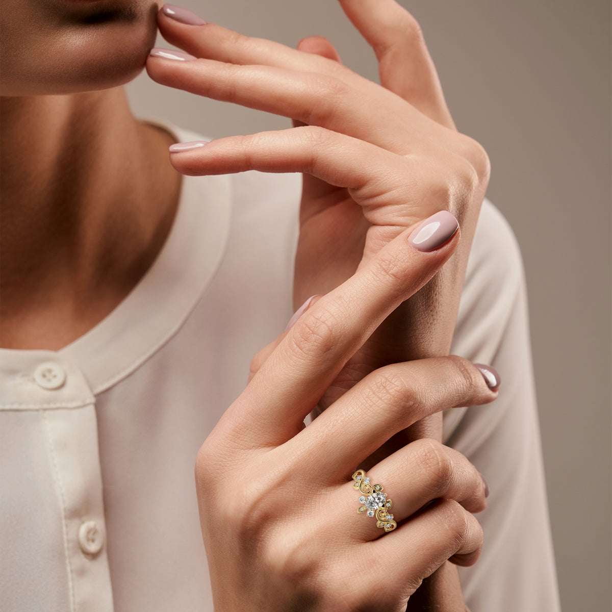 Oval Cut Round Prong Ring